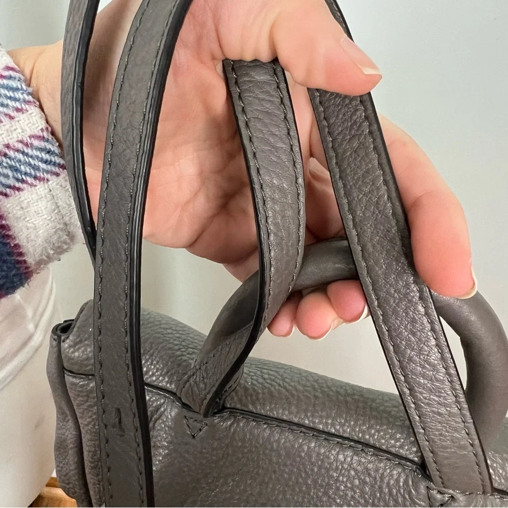 Marc Jacobs Pebbled Leather Backpack Charcoal Gray Gold Hardware